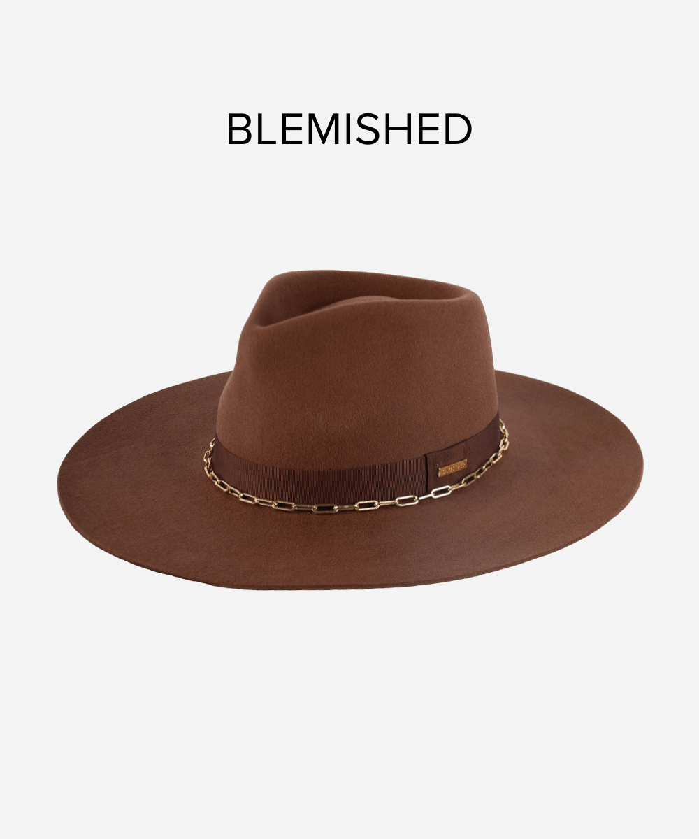 Felt Hats Raine Wide Brim Fedora - Dark Oak BLEMISHED Dark Oak / XS 55