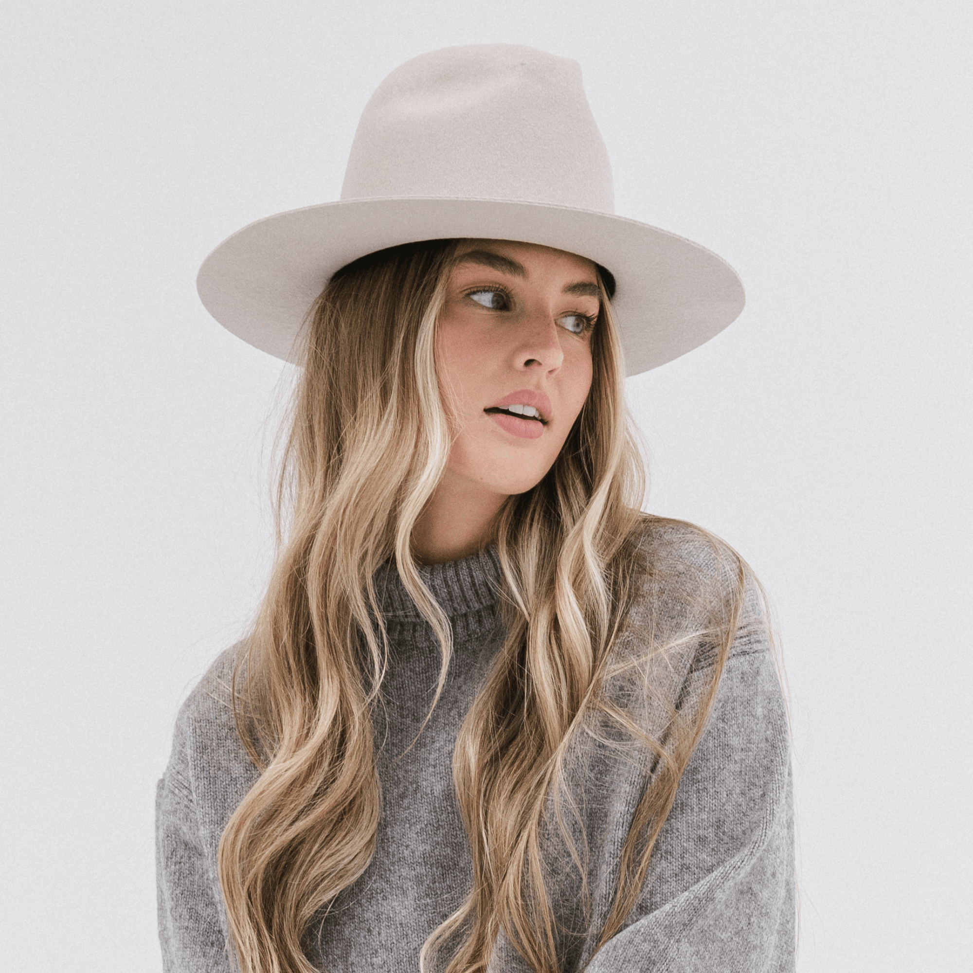 Gigi Pip felt hats for women - Billie Tall Fedora - tall crown fedora with a short and stiff flat brim [ivory]