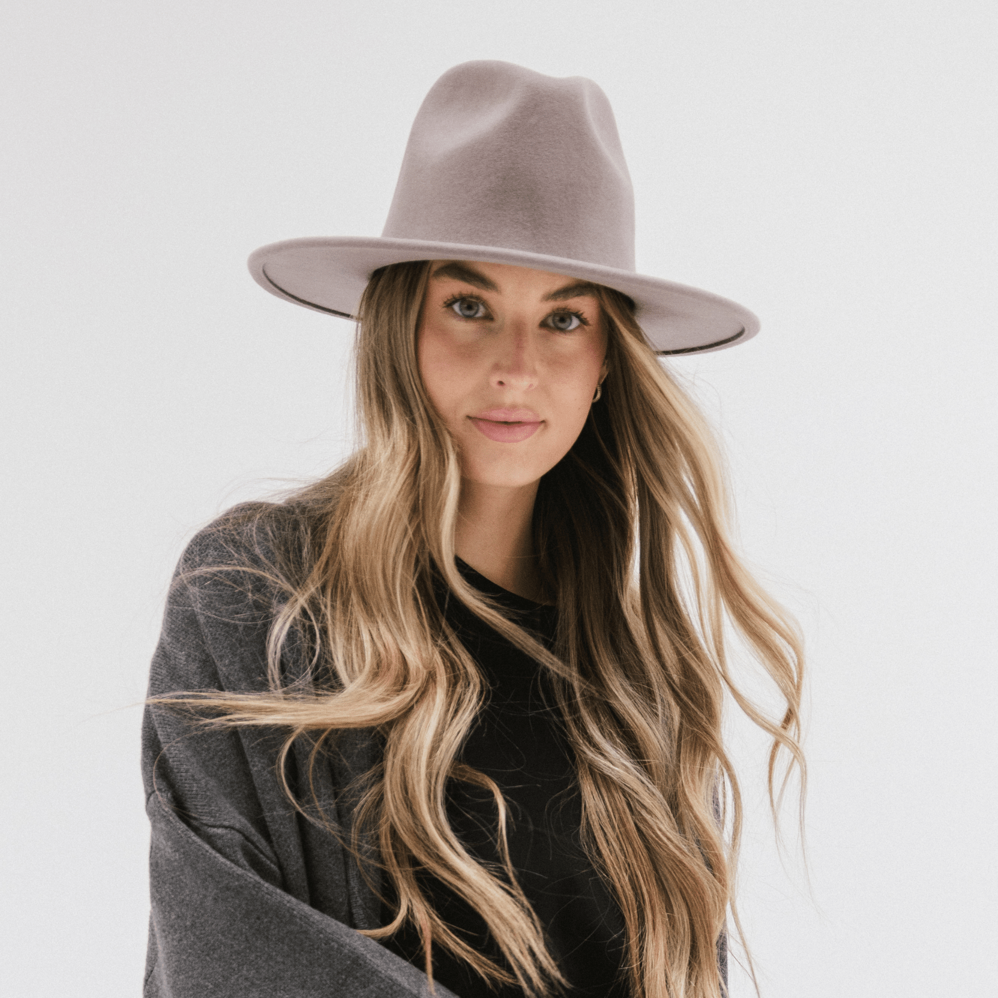 Gigi Pip felt hats for women - Wes Fedora - classic tall fedora crown with a stiff, flat brim [ivory]