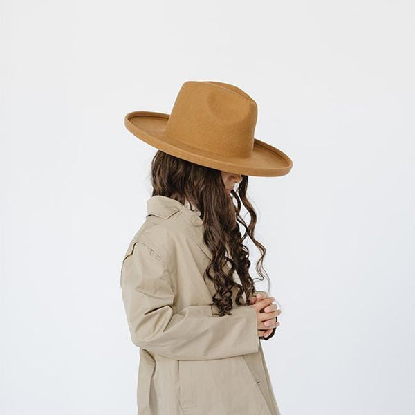 Gigi Pip felt hats for kids - Maude Kids Pencil Brim - curved crown with a stiff, wide brim with pencil rolled up edge [cinnamon]