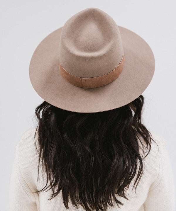 Gigi Pip felt hats for women - Miller Fedora - teardrop fedora with tall front crown and a structured flat brim [brown]