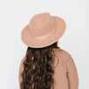 Gigi Pip felt hats for kids - Monroe Kids Rancher - fedora teardrop crown with stiff, upturned brim adorned with a tonal grosgrain band on the crown and brim [dusty pink]