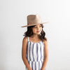 Gigi Pip felt hats for kids - Monroe Kids Rancher - fedora teardrop crown with stiff, upturned brim adorned with a tonal grosgrain band on the crown and brim [oatmeal]