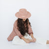 Gigi Pip felt hats for kids - Monroe Kids Rancher - fedora teardrop crown with stiff, upturned brim adorned with a tonal grosgrain band on the crown and brim [dusty pink]