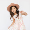 Gigi Pip felt hats for kids - Monroe Kids Rancher - fedora teardrop crown with stiff, upturned brim adorned with a tonal grosgrain band on the crown and brim [dusty pink]