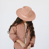 Gigi Pip felt hats for kids - Monroe Kids Rancher - fedora teardrop crown with stiff, upturned brim adorned with a tonal grosgrain band on the crown and brim [dusty pink]