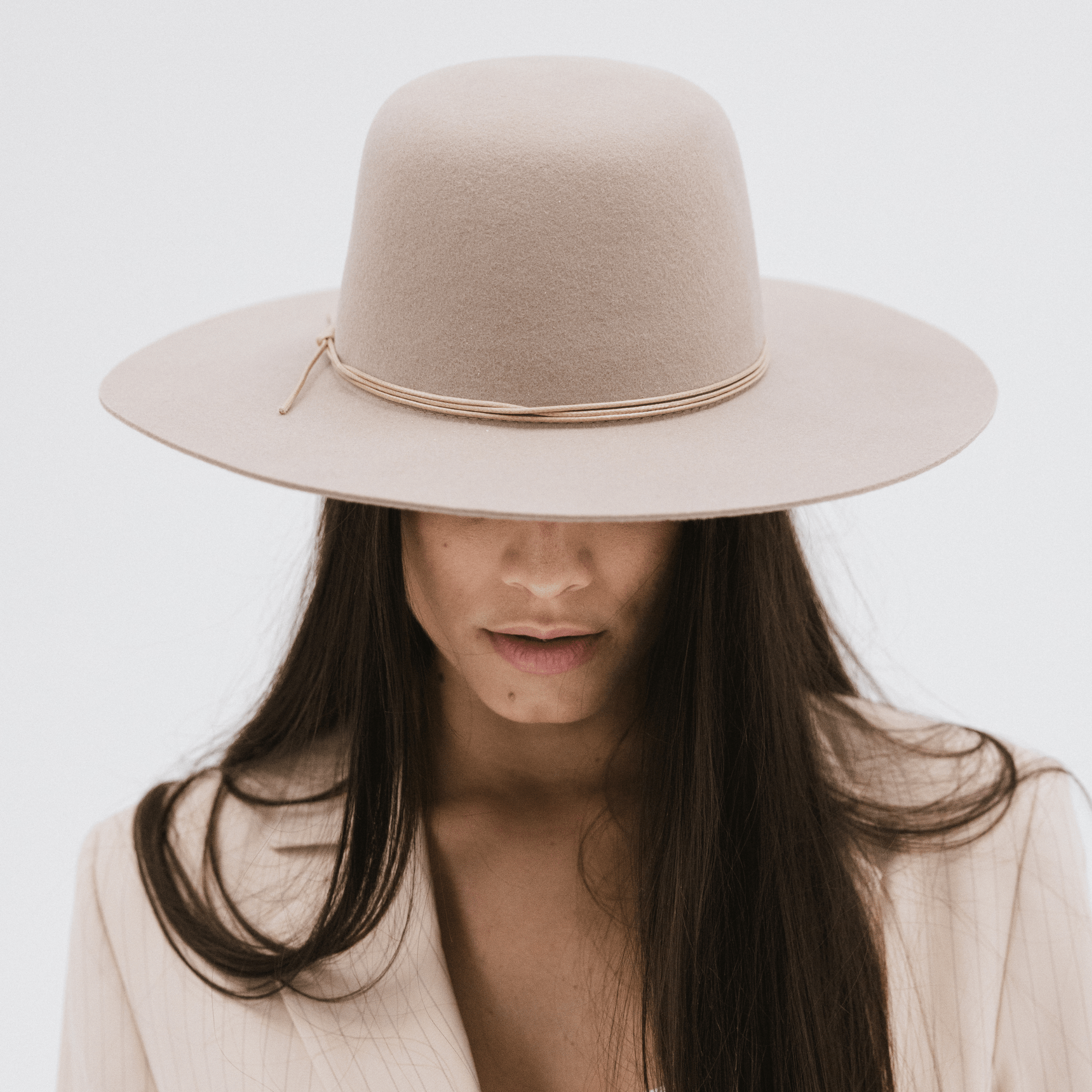 Gigi Pip felt hats for women - Rue Open Crown - classic open crown with a structured semi-wide brim [sand]