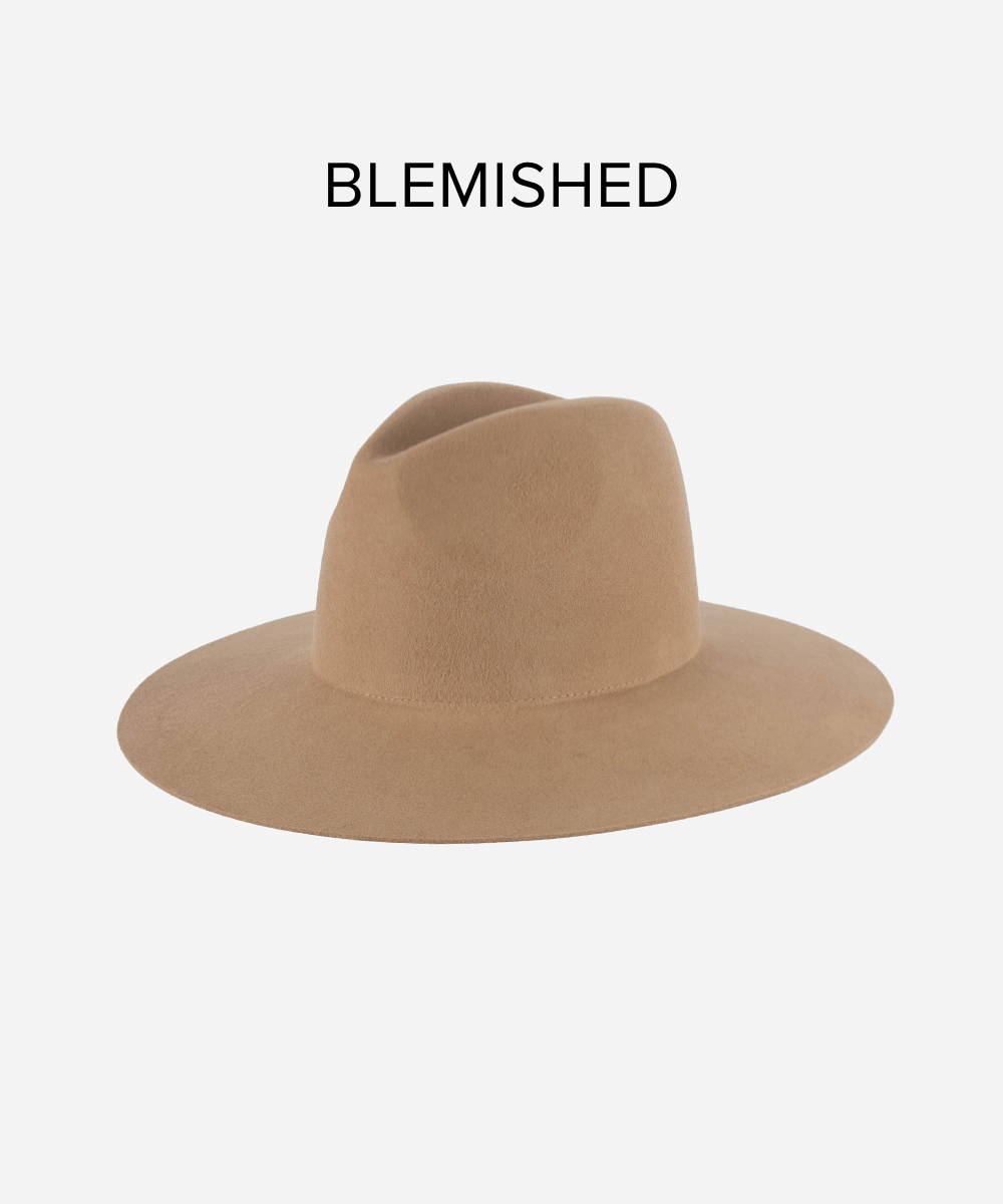 Felt Hats Emma Wide Brim Fedora - Tan BLEMISHED Tan / XS 55