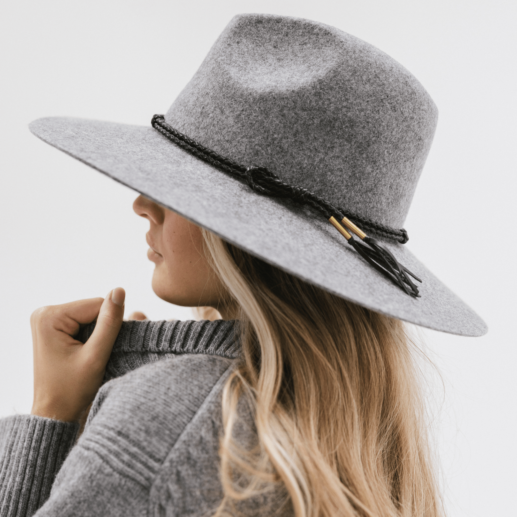 Gigi Pip hat bands + trims for women's hats - Lasso Band - 100% genuine leather + gold plated metal hat band with gigi pip engraved on gold metal details, one size fits all [beige]