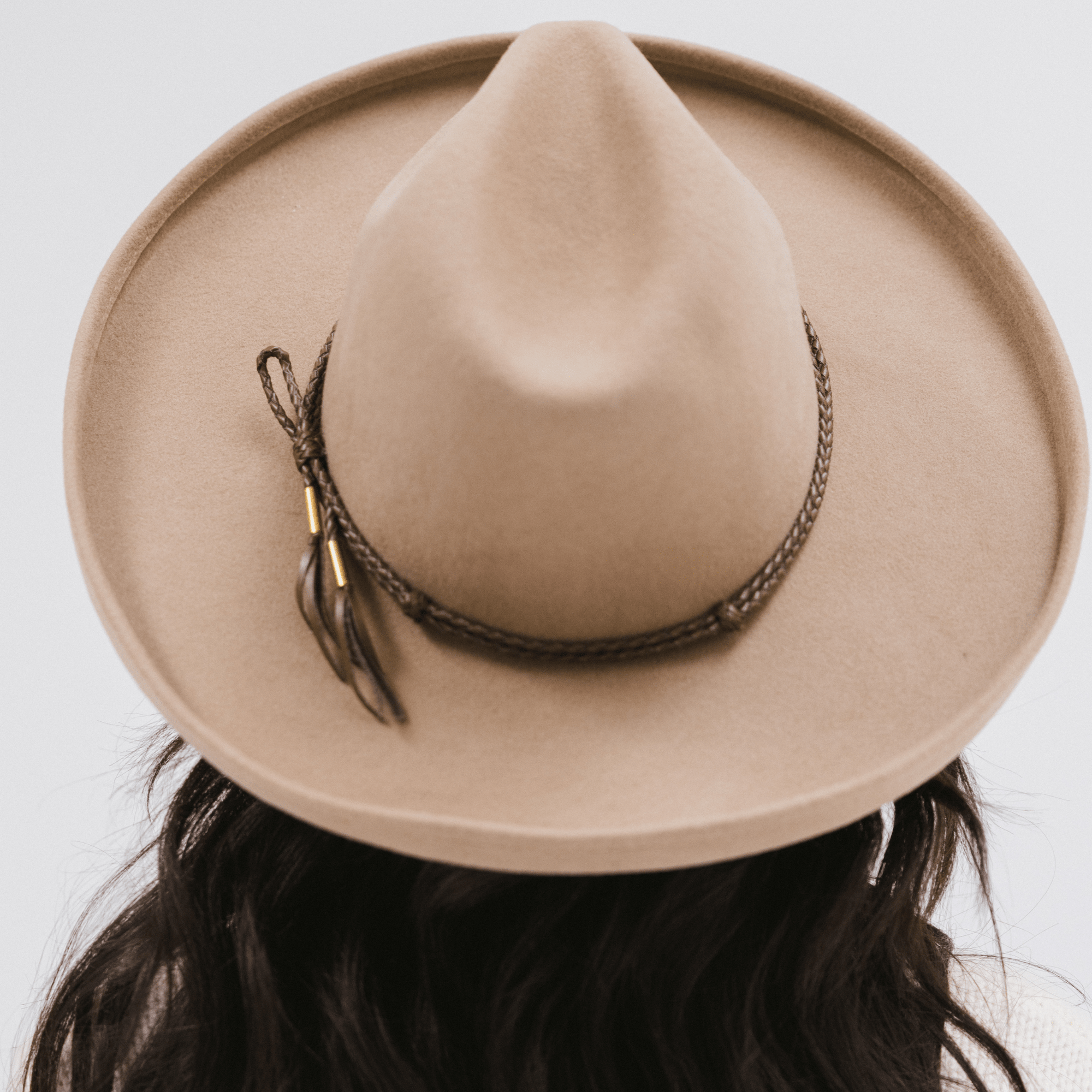 Gigi Pip hat bands + trims for women's hats - Lasso Band - 100% genuine leather + gold plated metal hat band with gigi pip engraved on gold metal details, one size fits all [beige]
