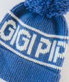 Gigi Pip beanies for women - Jane Retro Pom Beanie - retro inspired pom beanie featuring a limited edition Gigi Pip retro holiday logo [arctic blue]