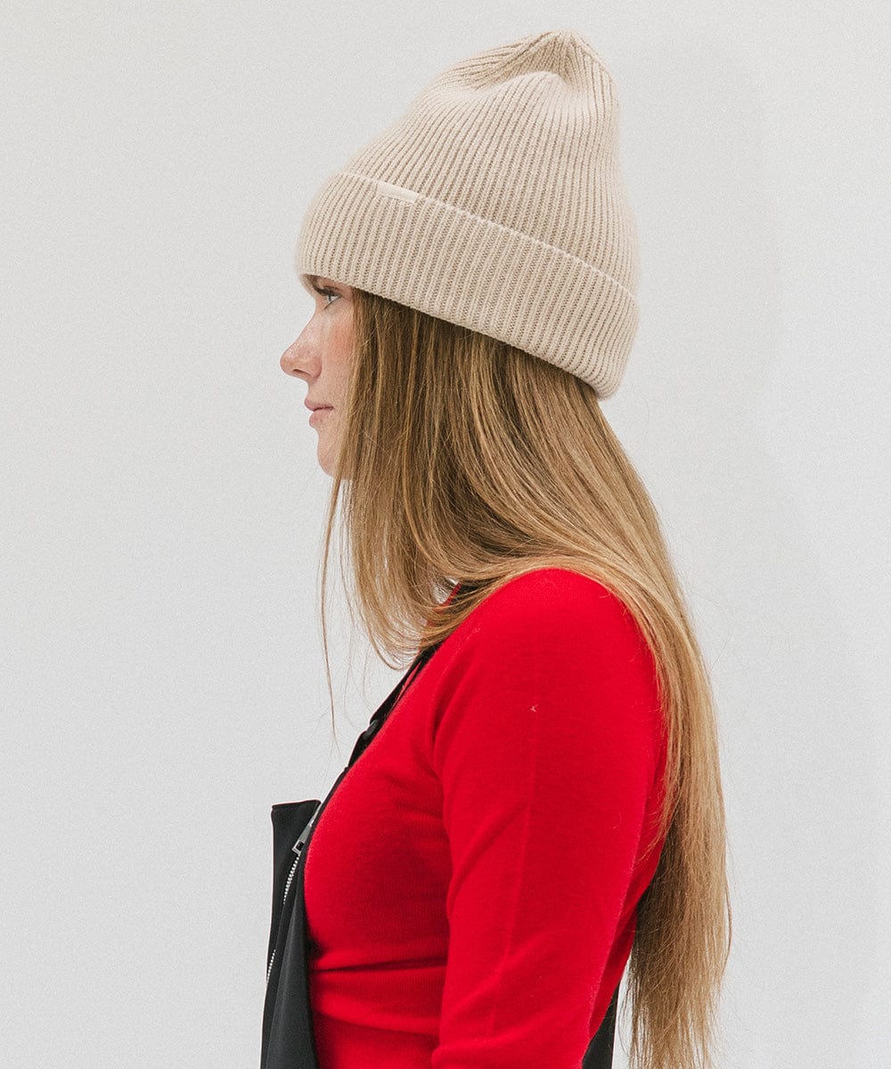 Gigi Pip winter accessories for women - Nina Knit Beanie + Mitten Set - a beanie + mitten luxury matching set featuring a Gigi Pip branded label [taupe]