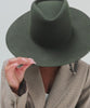 Gigi Pip felt hats for women - Dakota Triangle Crown - stiff, flat wide brim with a triangle crown [dark green]