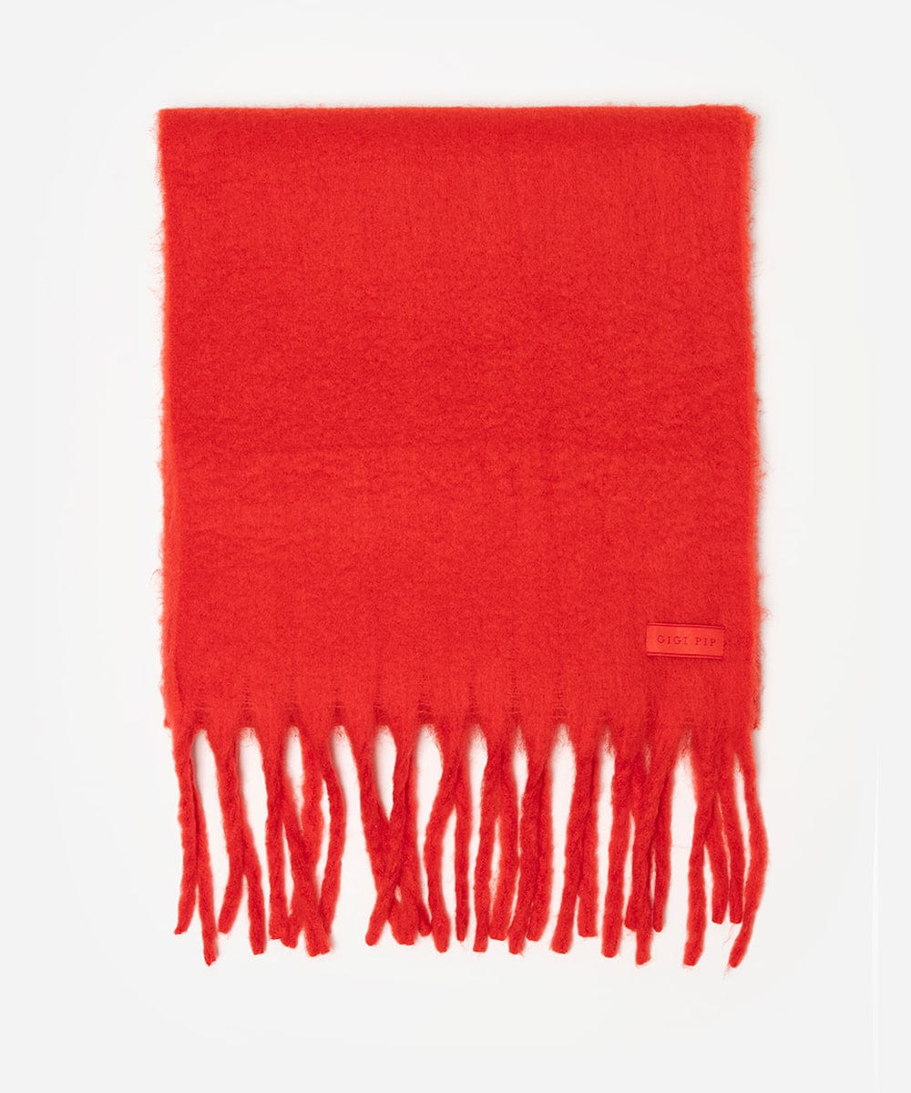 Red scarf with fringes on a white background #color_red