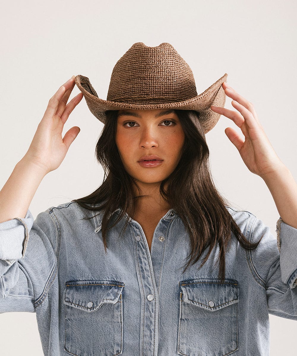 Ames Packable Straw Cowboy Hat - GIGI PIP #color_chocolate
