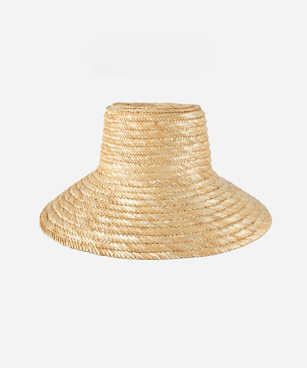 A natural colored boater-style straw hat on a white background #color_natural