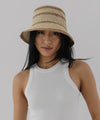  Gigi Pip bucket hats for women - Sal Crochet Bucket Hat - packable crochet bucket hat [natural-striped]