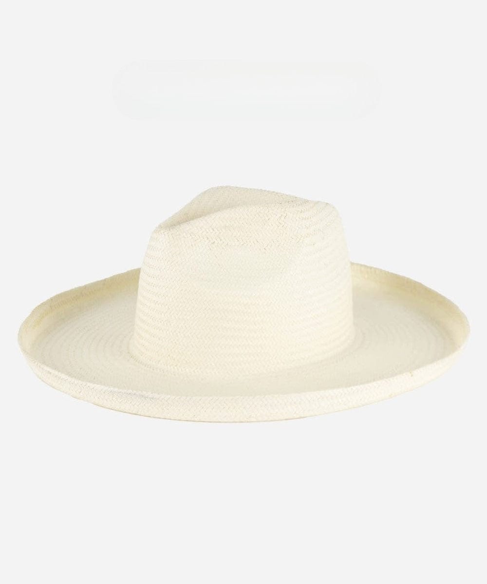 A white pencil brim fedora hat on a plain background #color_white