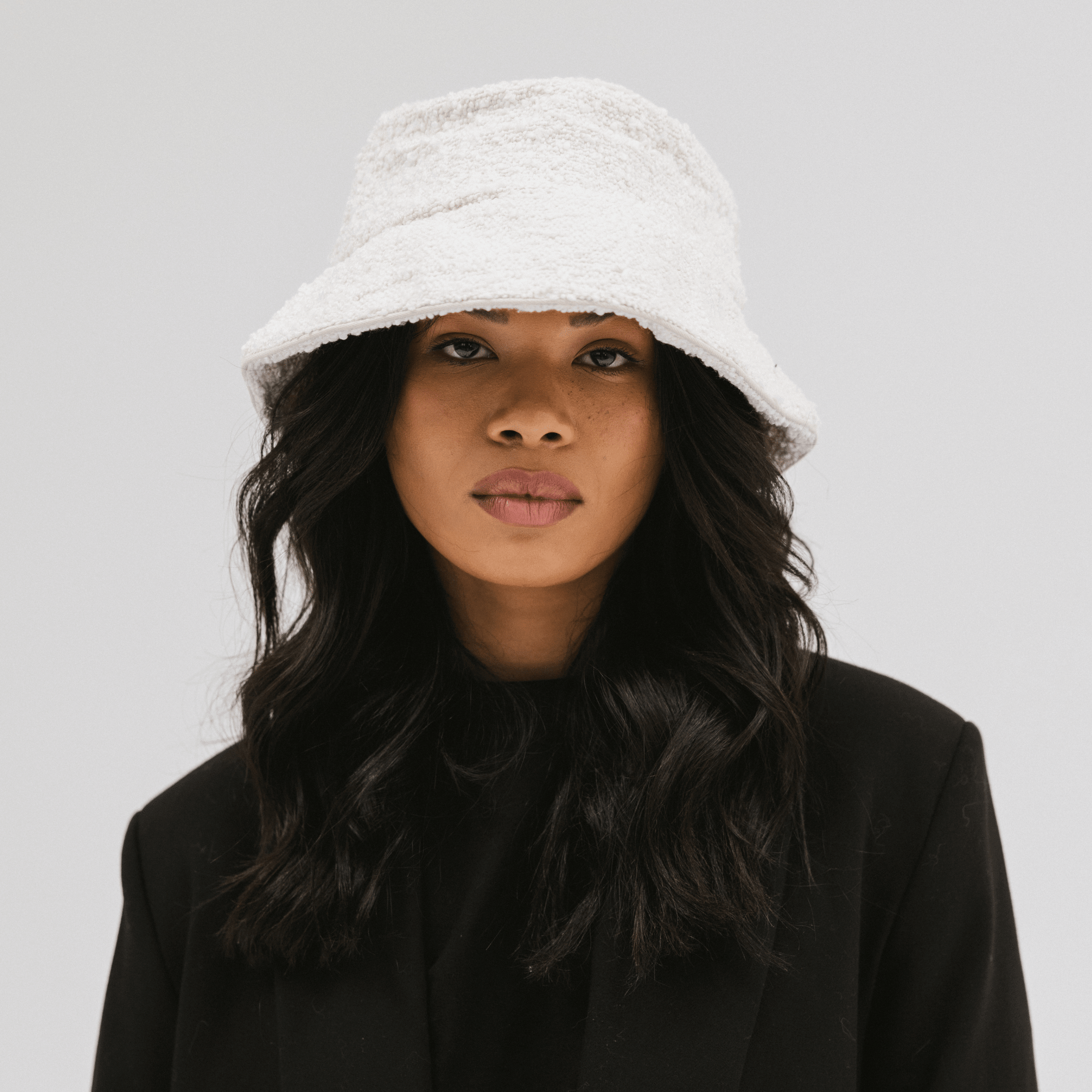 Gigi Pip bucket hats for women - Sundance Bouclé Bucket Hat - bouclé bucket hat with a silky satin liner and an adjustable sweatband [white]