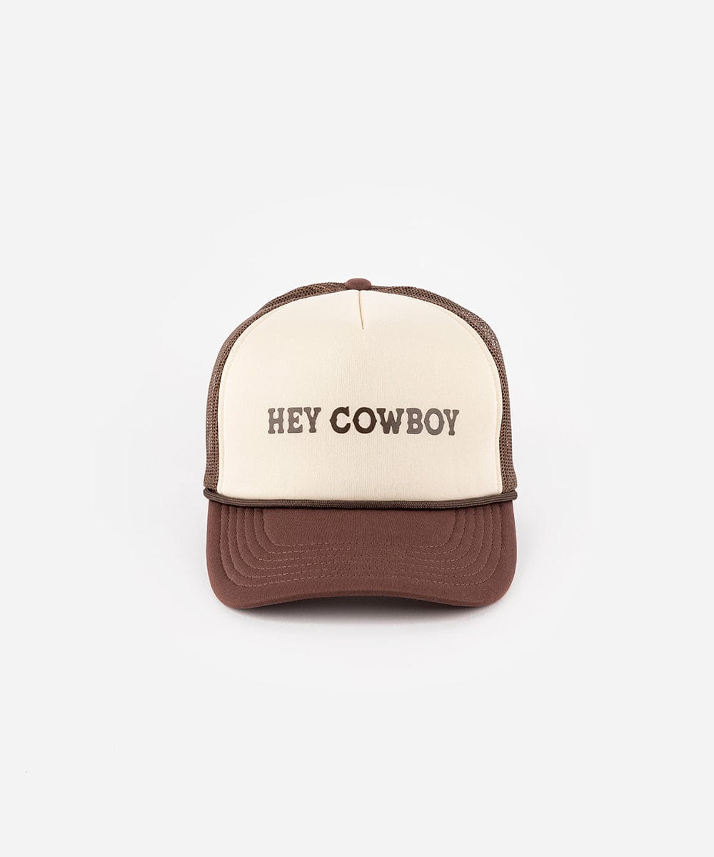 Hey Cowboy Graphic Trucker Cap - GIGI PIP #color_cream-chocolate brown
