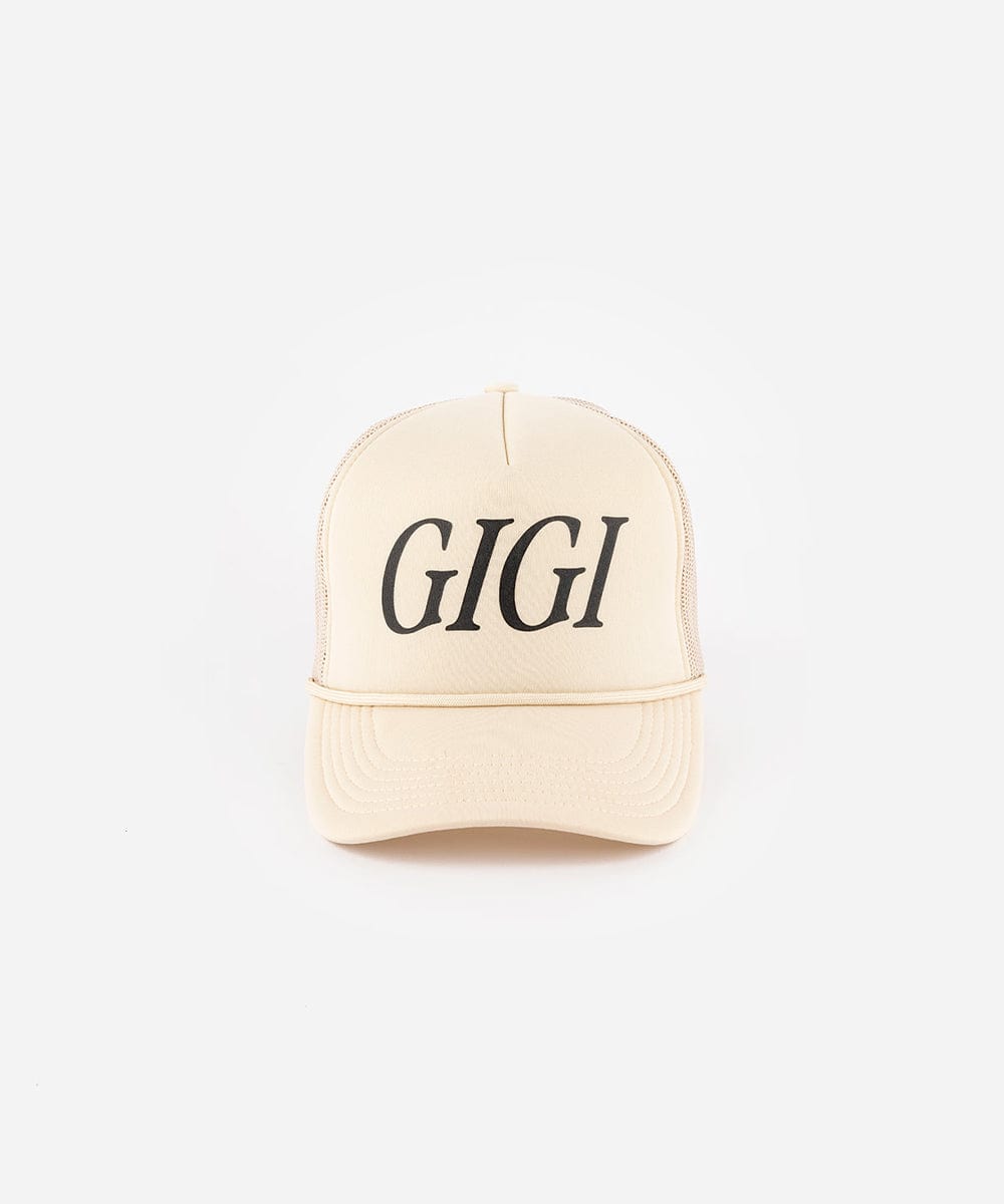 Beige cap with 'GIGI' text on a white background Gigi Foam Trucker Hat - GIGI PIP #color_cream