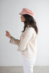 Gigi Pip caps for women - Lieutenant Cap - vintage inspired cap with an adjustable inner band, featuring a braided rope trim, a detailed grosgrain and brass button with the Gigi Pip logo [blush]