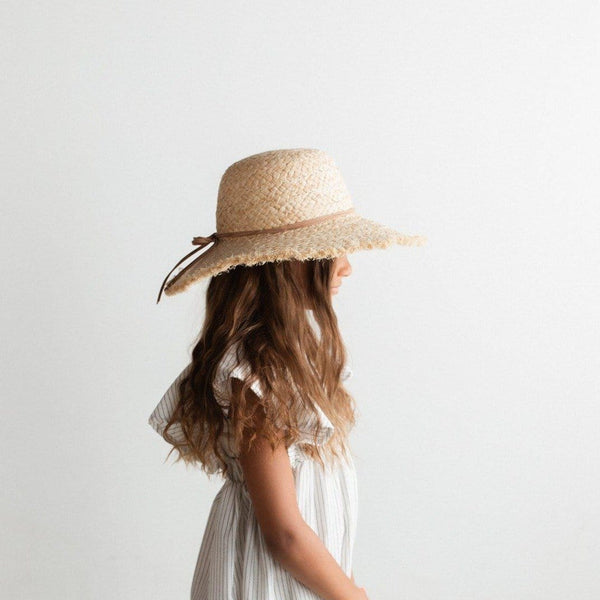 Gigi Pip straw hats for kids - Addie Kids Straw Floppy Hat - floppy Raffia straw with a polyester liner + 100% cotton inner sweatband [natural]