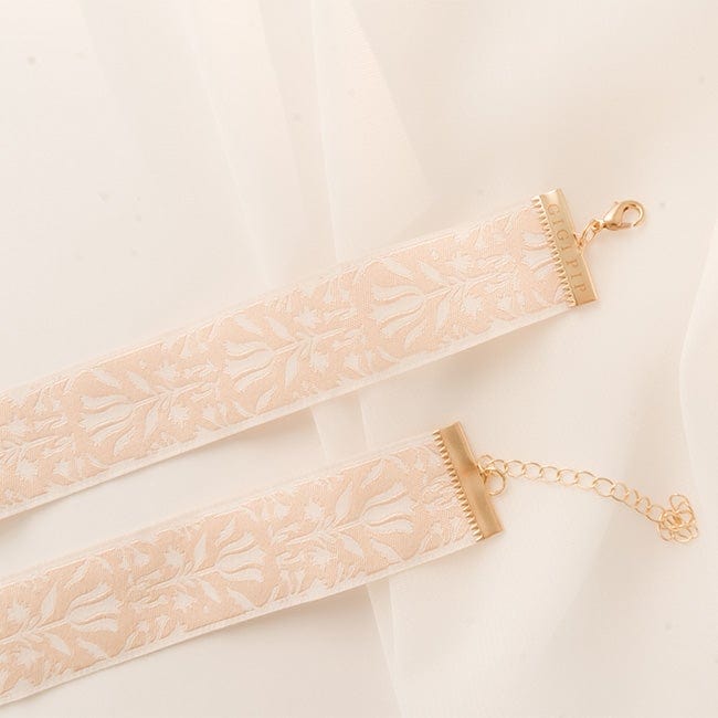 Gigi Pip hat bands + trims for women's hats - Azalea Band - jacquard gold + white chain band with gold clasps at either end + our Gigi Pip inscription [white]