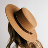 Gigi Pip hat bands + trims for women's hats - Chocolate Leather Band - 100% genuine leather hat band featuring a metal pin enclosure [chocolate]