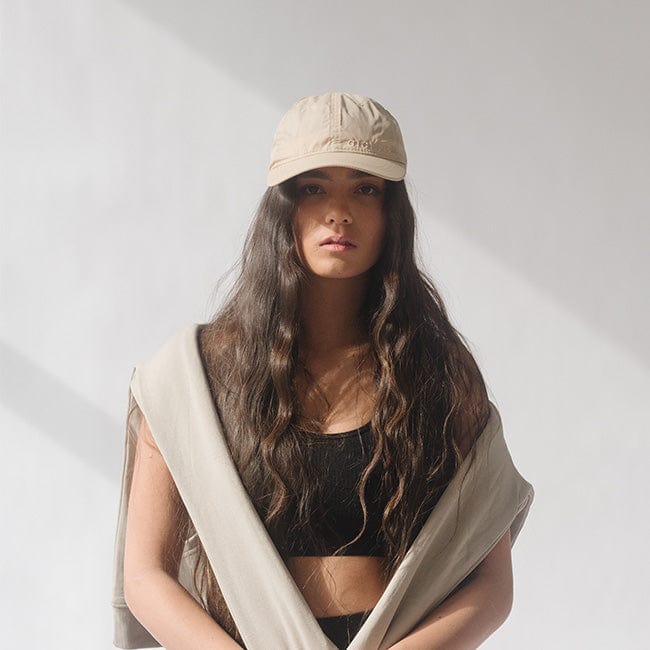 Gigi Pip ball caps for women - Sam Athletic Ball Cap - 100% nylon, sweat resistant ball cap featuring the Gigi Pip logo embroidered above the bill on the front of the crown [beige]