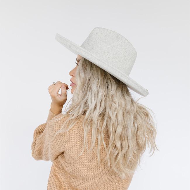Blemished Felt The Cara Loren Pencil Brim Hat - Heather Grey BLEMISHED [Heather Grey]