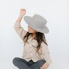 Gigi Pip felt hats for kids - Dahlia Kids Boater - boater-style crown with a stiff, wide flat brim for kids [grey]