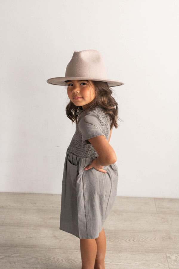 Gigi Pip felt hats for kids - Wes Kids Fedora - classic tall fedora crown with a stiff, flat brim [ivory]