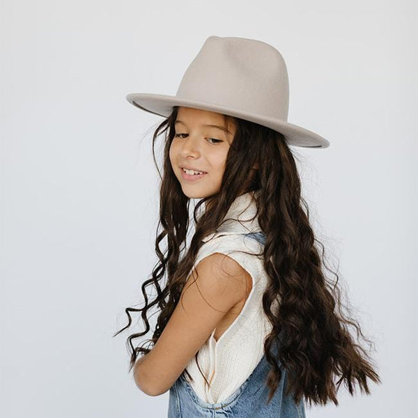 Gigi Pip felt hats for kids - Wes Kids Fedora - classic tall fedora crown with a stiff, flat brim [ivory]