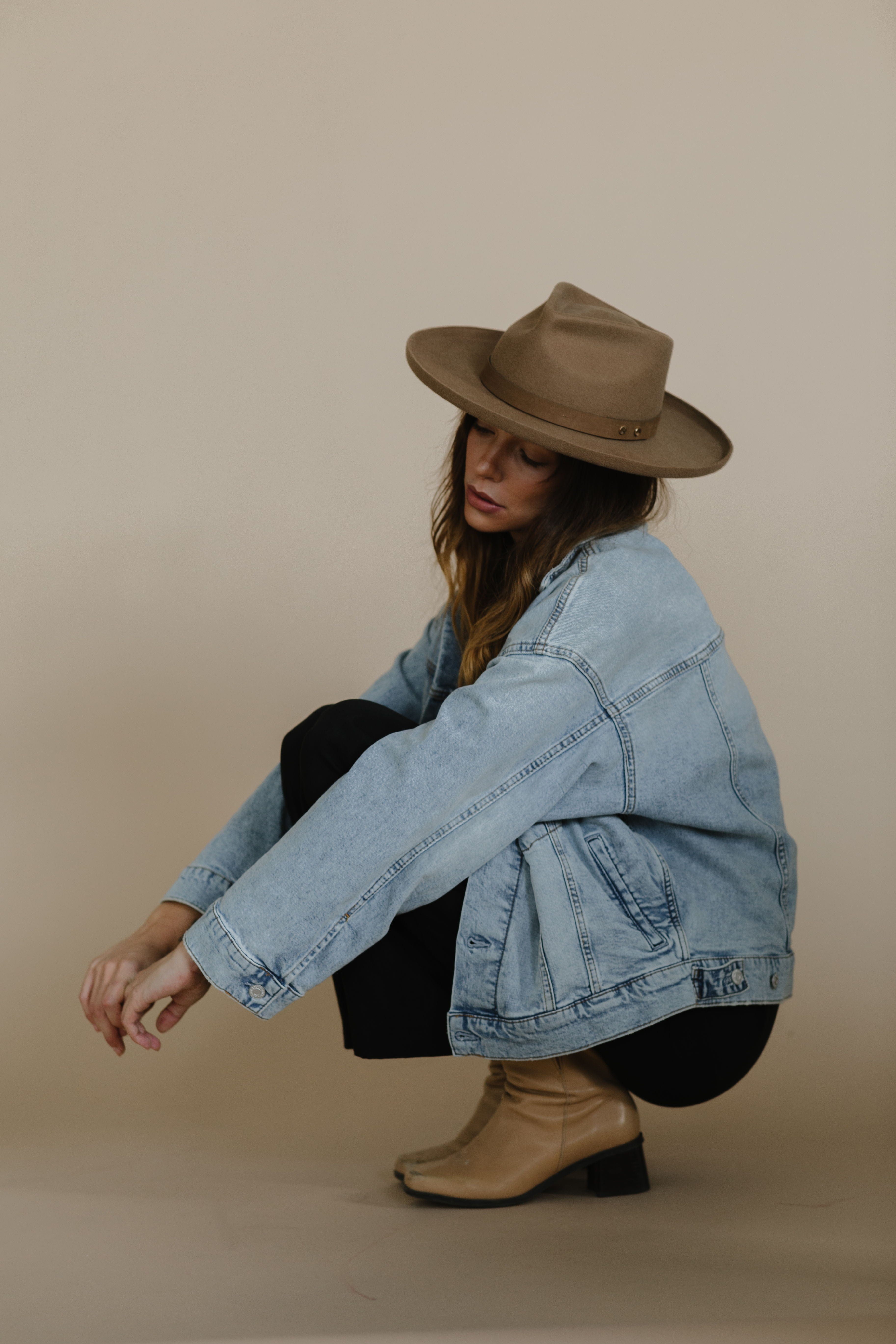Felt Hats Luca Pencil Brim Teardrop Fedora - Tan BLEMISHED [tan]