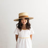 Gigi Pip straw hats for kids - Capri Medium Kids - boater crown with a medium flat brim featuring a band around the crown [natural]