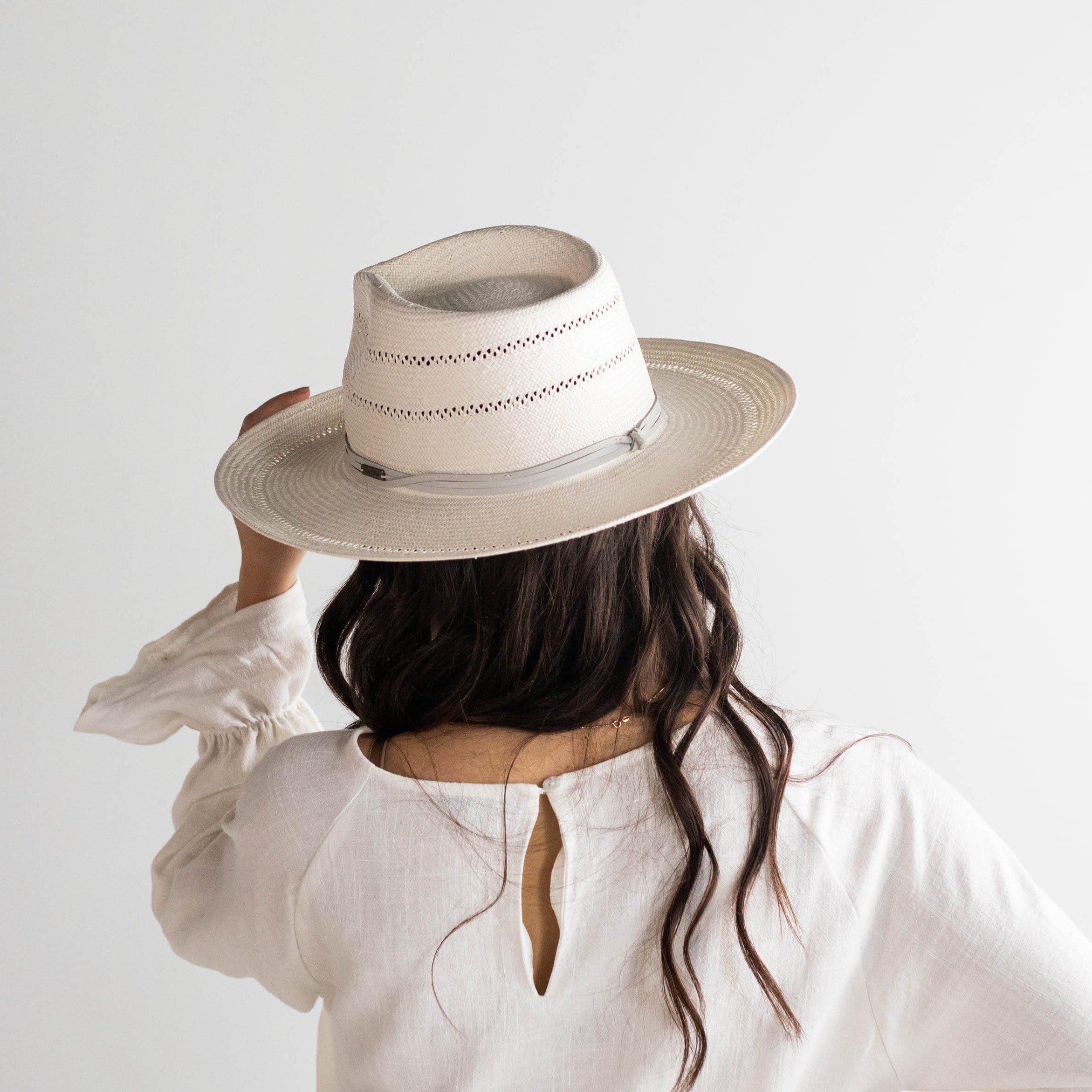 Arlo Grey Band - Straw Teardrop Fedora - BLEMISHED - GIGI PIP