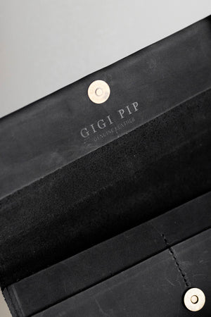 GIGI PIP Hats for Women- Genuine Leather Wallet - Black-Wallet