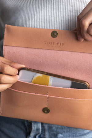 GIGI PIP Hats for Women- Genuine Leather Wallet - Blush-Wallet