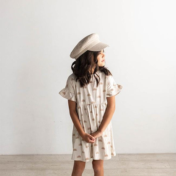 Gigi Pip caps for kids - Linen Newsboy Cap Kids - 100% linen shell classic newsboy cap with a polyester + quilted liner, featuring the Gigi Pip adjustable inner band [linen]