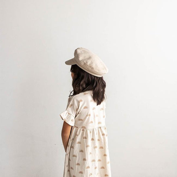 Gigi Pip caps for kids - Linen Newsboy Cap Kids - 100% linen shell classic newsboy cap with a polyester + quilted liner, featuring the Gigi Pip adjustable inner band [linen]