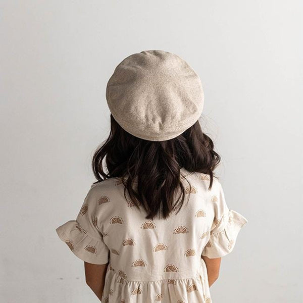 Gigi Pip caps for kids - Linen Newsboy Cap Kids - 100% linen shell classic newsboy cap with a polyester + quilted liner, featuring the Gigi Pip adjustable inner band [linen]