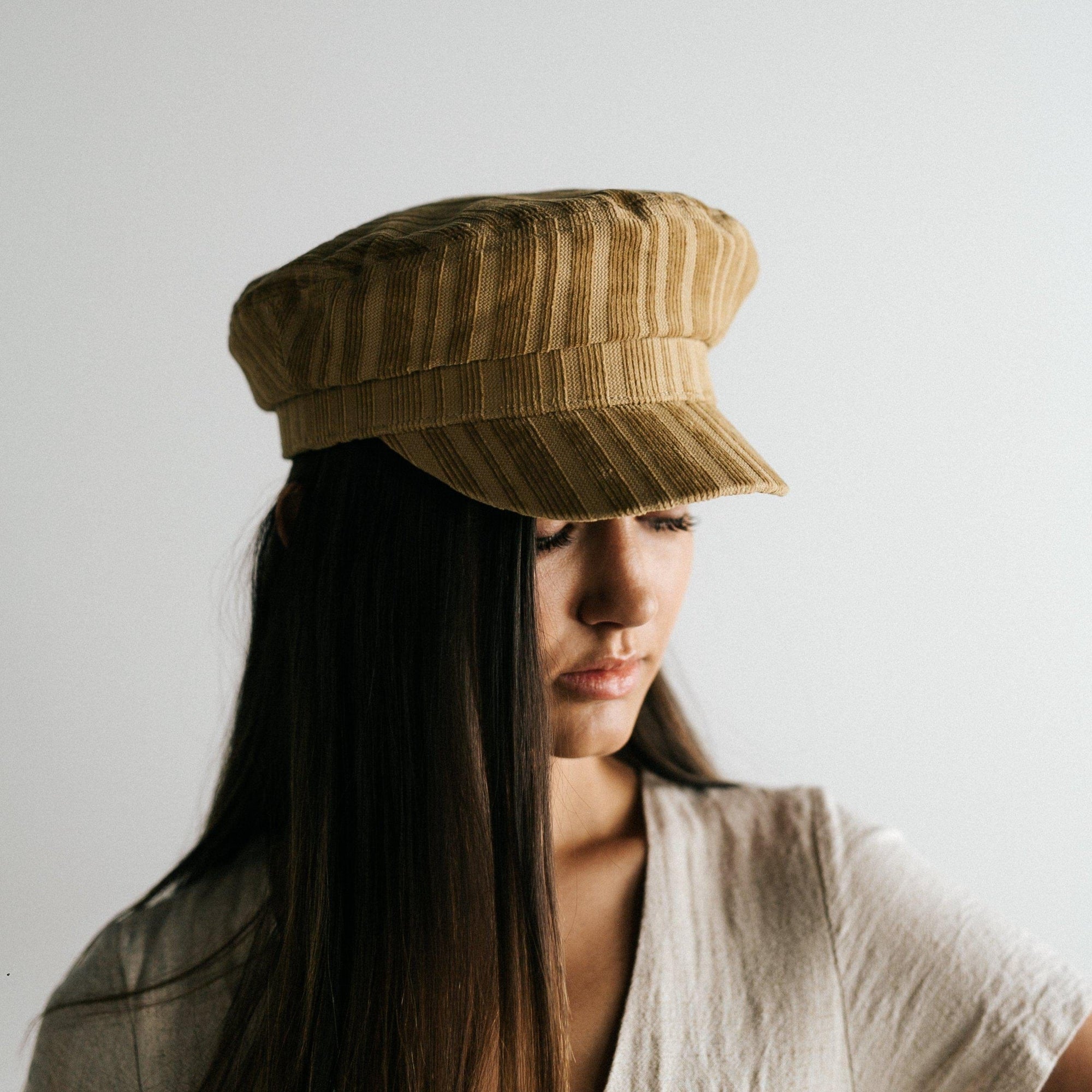 Gigi Pip caps for women - Charlotte Corduroy Cap - 98% cotton corduroy fabric cap with a polyester inner liner and an adjustable band [forest green]