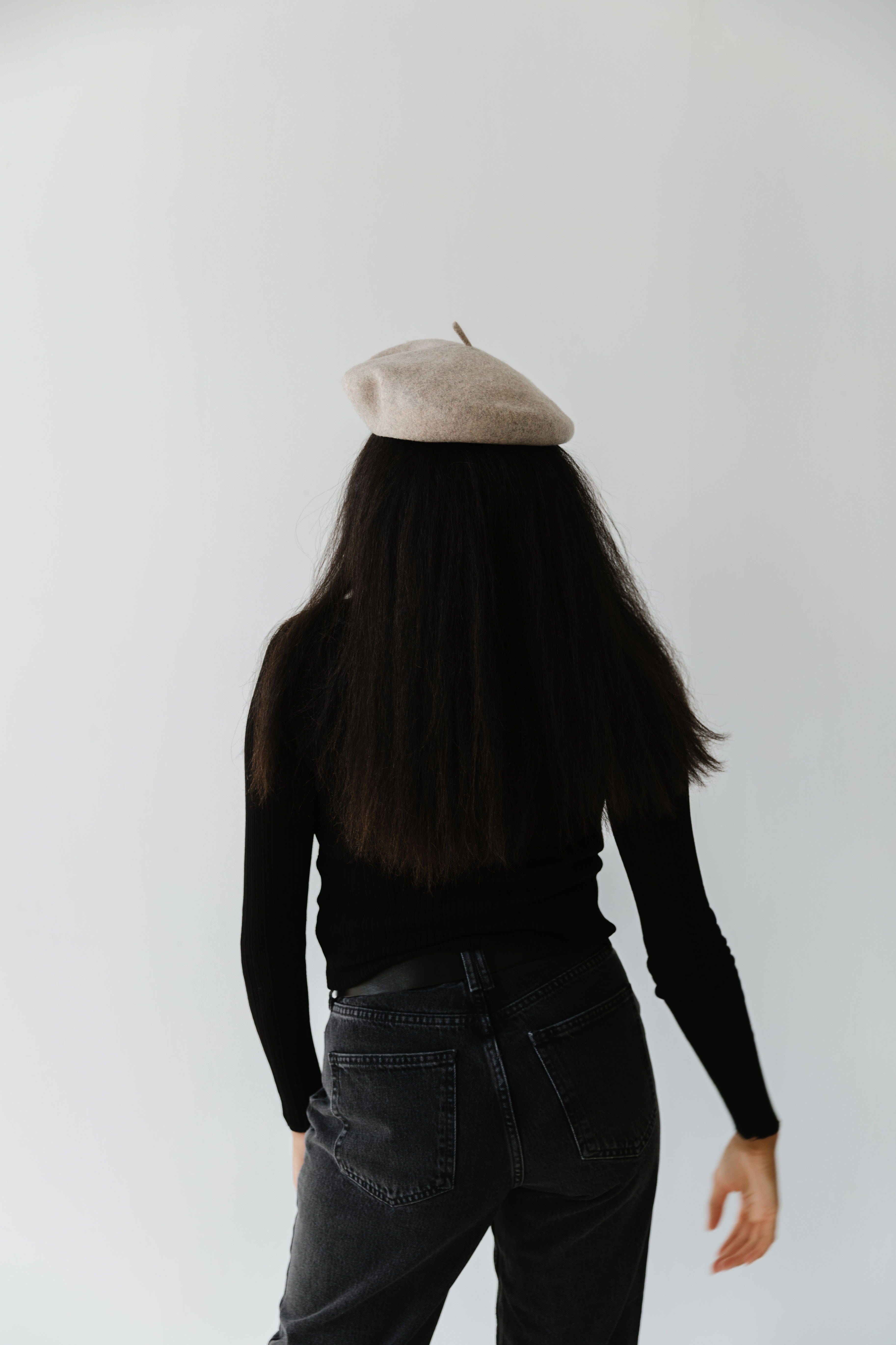 Gigi Pip caps for women - Lola Beret - 100% Australian wool classic beret featuring two metal detail embellishments on the soft fold and an adjustable inner lining [taupe]